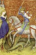 unknow artist Saint George Slaying the Dragon,from Breviary of john the Fearless oil on canvas